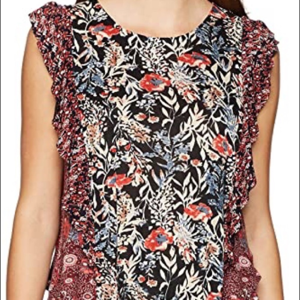 Lucky Brand Mixed Print Ruffle Top